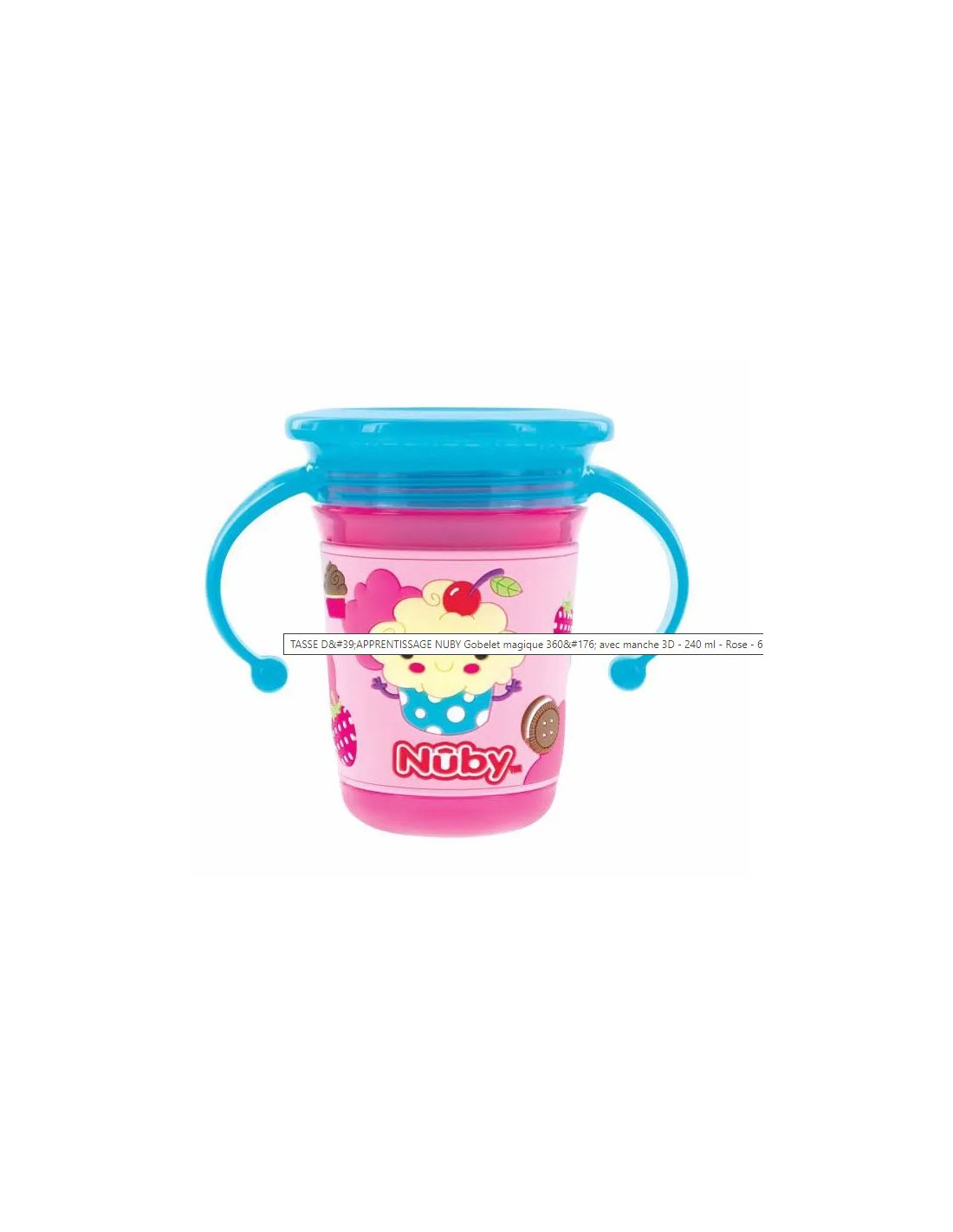 Nuby Gobelet Magique 360 Avec Manche 3d 240 Ml Rose 6 Mois Nuby Gobelet Magique 360 Avec Manche 3d 240 Ml Rose 6 Mois