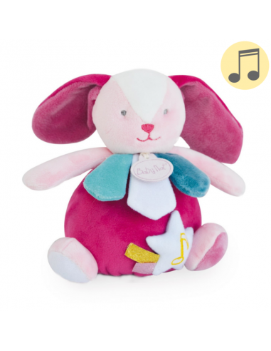 Baby'Nat Doudou Les Comètes boîte à musique lapin rose étoile