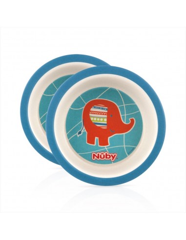 NUBY Bol Bleu imprimé en bambou 2 pièces